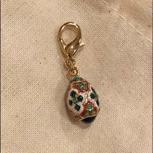 Beautiful Enamel Egg Shaped Charm w/Green Crosses